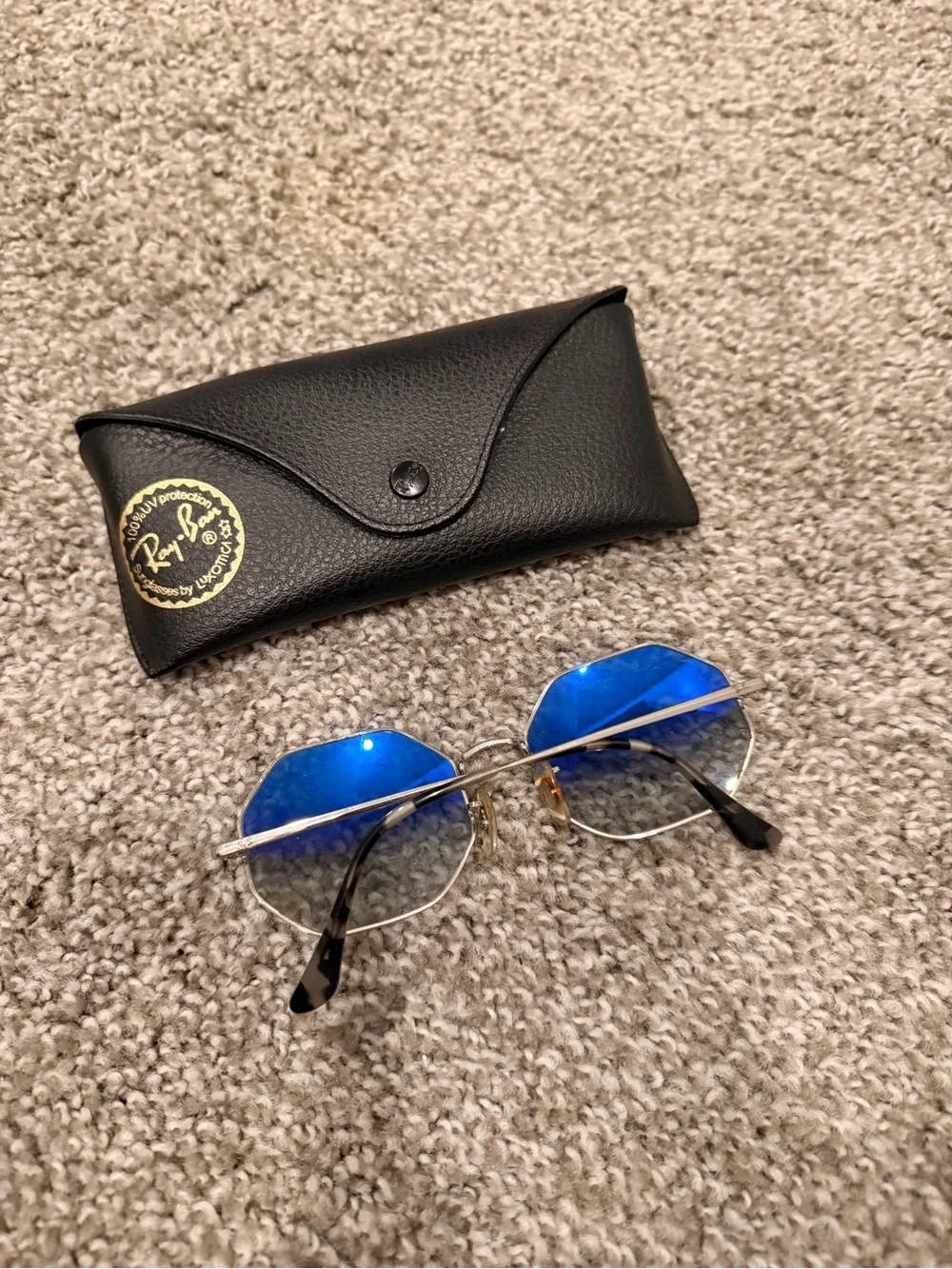 Ray-Ban Octagonal Sunglasses with Blue Gradient Lenses